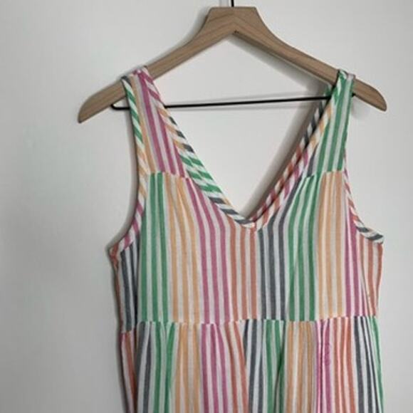 Marine Layer Sleeveless Corinne Rainbow Striped Maxi Dress Small - Picture 7 of 16
